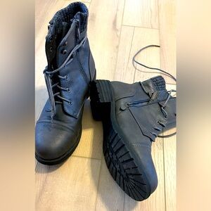 Gray Lace-Up Ankle Boots